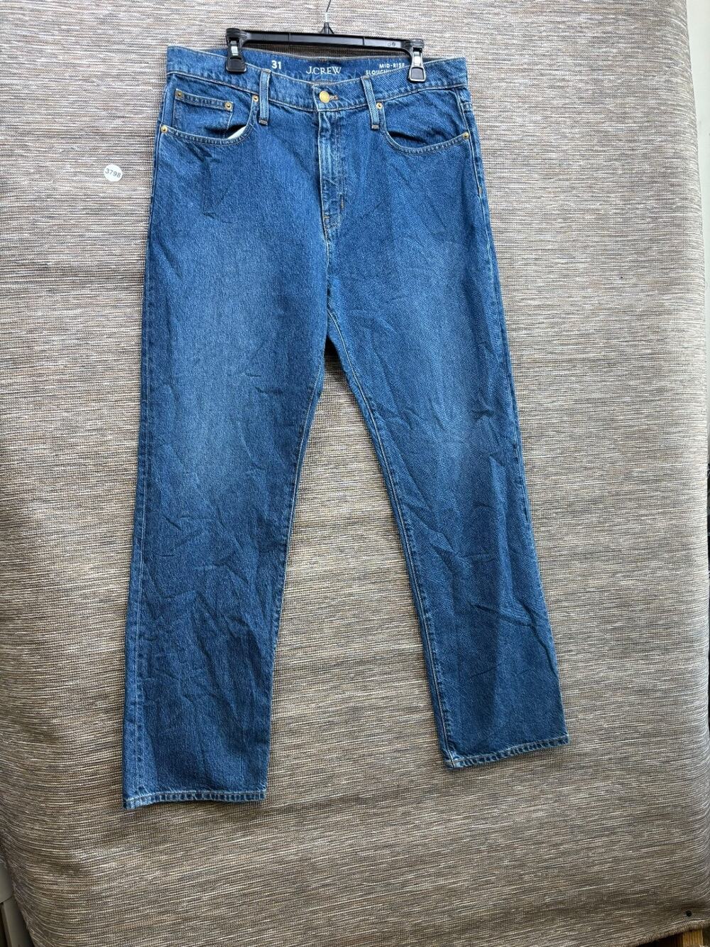 J.Crew Mid-Rise Slouchy Straight Jeans Womens Size 31 Blue Denim Style BT625 NEW